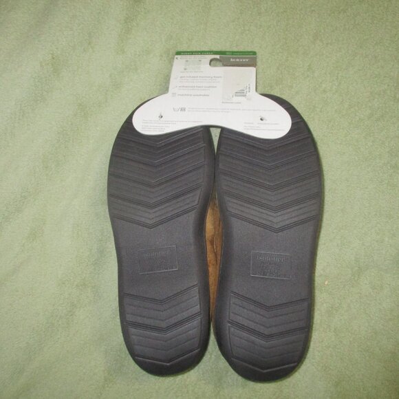 ISOTONER Mens Moccasin Slippers Size 9.5-10.5 Tan Plush Gel Infused Memory Foam - Picture 4 of 5